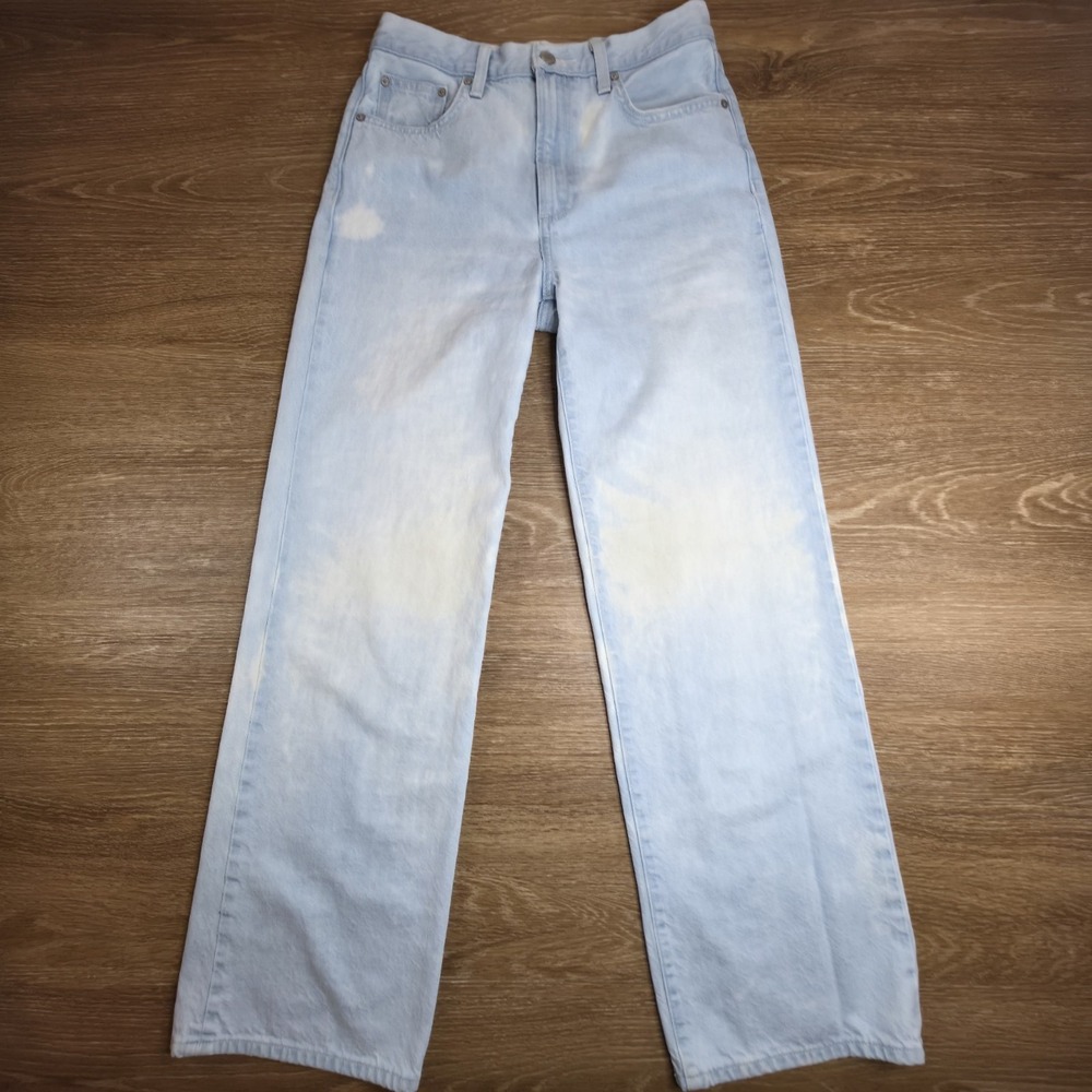 Denim Forum Farrah Hi-Rise Wide Jeans Women's 26 Light Wash 100% Cotton